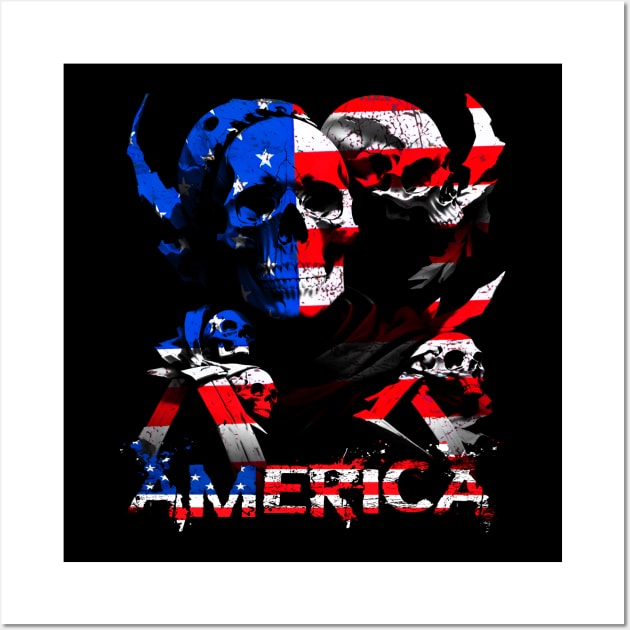 EEUU Skull Flag (United States) Wall Art by Ryo Li